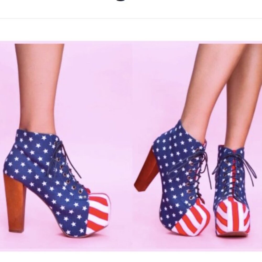 Lita Style American Flag Platform Lace Up Boots